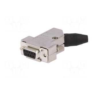 D-Sub | PIN: 9 | plug | female | angled 45° | soldering | for cable | black