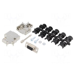 D-Sub | PIN: 9 | plug | female | soldering | for cable | black