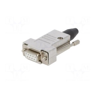 D-Sub | PIN: 9 | plug | female | angled 45° | soldering | for cable | white