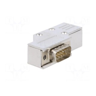 D-Sub | PIN: 9 | plug | male | angled 90° | soldering | for cable | white
