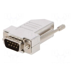 D-Sub | PIN: 9 | plug | male | angled 45° | soldering | for cable | black