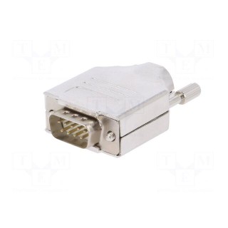 D-Sub | PIN: 9 | plug | male | straight | soldering | for cable | white