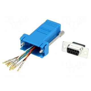 Transition: adapter | D-Sub 9pin female,RJ45 socket | blue