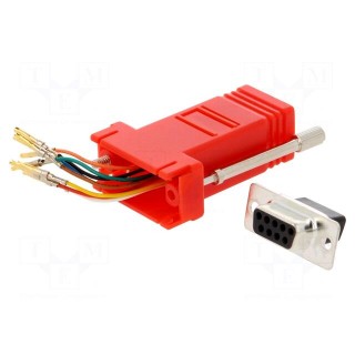 Transition: adapter | D-Sub 9pin female,RJ45 socket | red