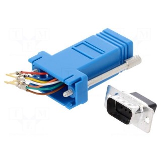 Transition: adapter | D-Sub 9pin male,RJ45 socket | blue
