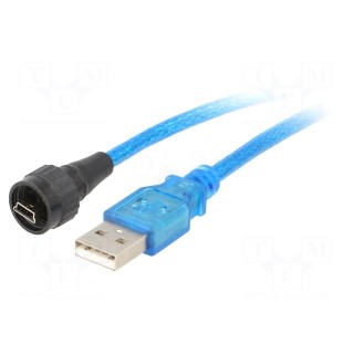 Adapter cable | USB 2.0 | USB A mini plug,USB A plug | 1m | IP67