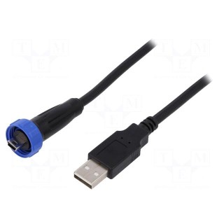 Adapter cable | USB A plug,USB B mini plug (sealed) | IP68 | 4.5m
