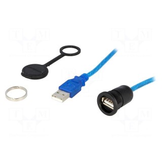 Adapter cable | USB 2.0,with cap | USB A socket,USB A plug | 0.5m