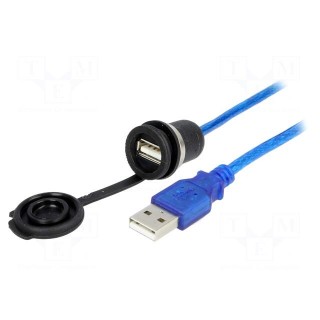 Adapter cable | USB 2.0,with cap | USB A socket,USB A plug | 1.5m