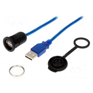 Adapter cable | USB 2.0,with cap | USB A socket,USB A plug | 2m