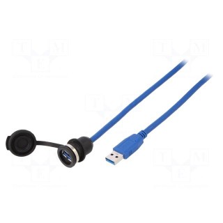 Adapter cable | USB 3.0,with cap | USB A socket,USB A plug | 1m