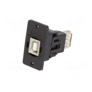 Adapter | USB A socket,USB B socket | SLIM | USB 2.0 | gold-plated