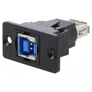 Adapter | USB A socket,USB B socket | SLIM | USB 3.0 | gold-plated