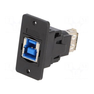 Adapter | USB A socket,USB B socket | SLIM | USB 3.0 | gold-plated