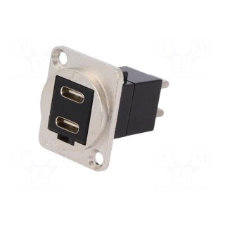 Adapter | USB C socket-front,USB C plug-back | FT | double | metal
