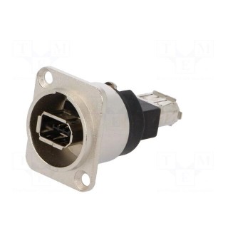 Coupler | IEEE1394 socket,both sides | FT | shielded | metal | 19x24mm