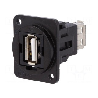 Coupler | USB A socket,both sides | FT | USB 2.0 | metal | 19x24mm