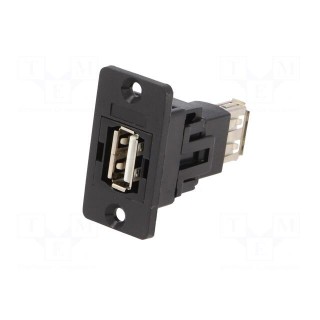 Coupler | USB A socket,both sides | SLIM | USB 2.0 | gold-plated