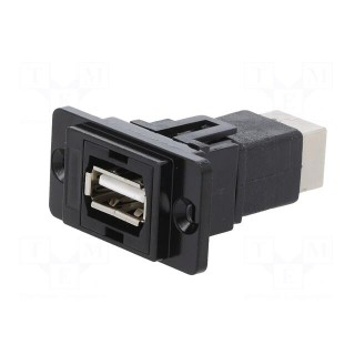 Coupler | USB A socket,USB B socket | DUALSLIM | USB 2.0 | metal