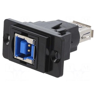 Coupler | USB A socket,USB B socket | DUALSLIM | USB 3.0 | metal