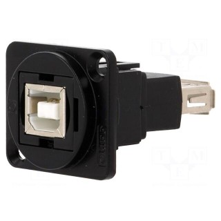 Coupler | USB A socket,USB B socket | FT | USB 2.0 | metal | 19x24mm
