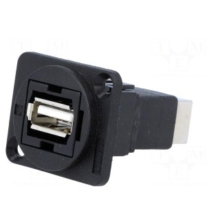 Coupler | USB A socket,USB B socket | FT | USB 2.0 | plastic | 19x24mm