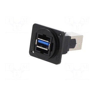 Coupler | USB A socket,USB B socket | FT | USB 3.0 | metal | 19x24mm