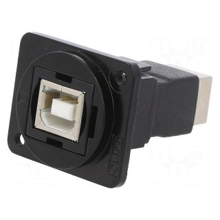 Coupler | USB B socket,both sides | FT | USB 2.0 | metal | 19x24mm