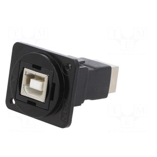 Coupler | USB B socket,both sides | FT | USB 2.0 | metal | 19x24mm