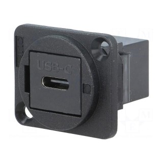 Coupler | both sides,USB C socket | FT | USB-C | plastic | 19x24mm