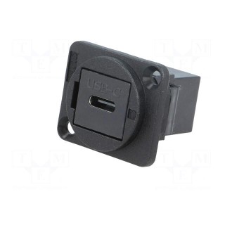 Coupler | both sides,USB C socket | FT | USB-C | plastic | 19x24mm