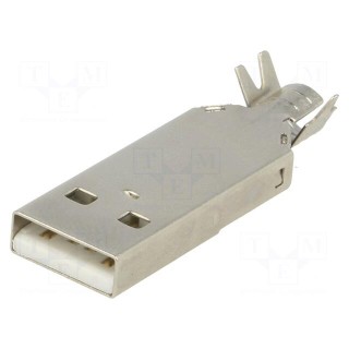 Plug | USB A | for cable | soldered | PIN: 4 | straight | USB 2.0 | 1A | 30V