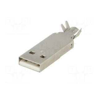 Plug | USB A | for cable | soldered | PIN: 4 | straight | USB 2.0 | 1A | 30V