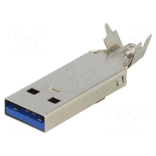 Plug | USB A | for cable | soldering | straight | USB 3.0 | 1A | 30V