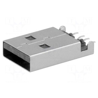 Plug | USB A | male | on PCBs | SMT | PIN: 4 | horizontal | USB 2.0