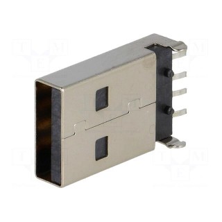Plug | USB A | on PCBs | SMT | PIN: 4 | horizontal | USB 2.0