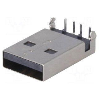Plug | USB A | on PCBs | THT | PIN: 4 | angled 90° | shielded | USB 2.0