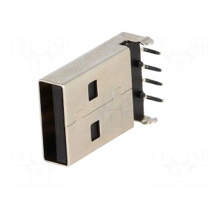 Plug | USB A | on PCBs | THT | PIN: 4 | angled 90° | USB 2.0