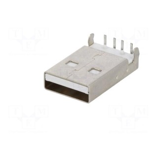 Plug | USB A | on PCBs | THT | PIN: 4 | angled 90° | USB 2.0 | gold-plated