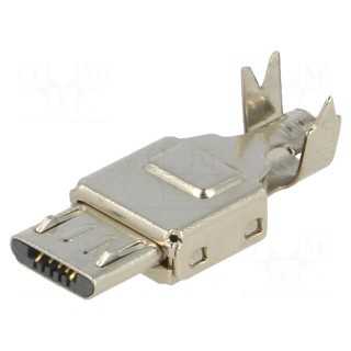 Plug | USB B micro | for cable | soldered | PIN: 5 | straight | USB 2.0