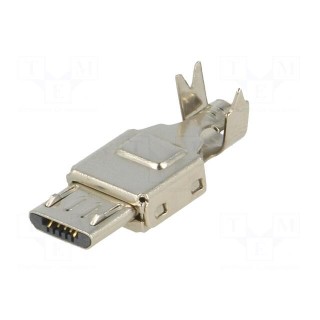 Plug | USB B micro | for cable | soldered | PIN: 5 | straight | USB 2.0