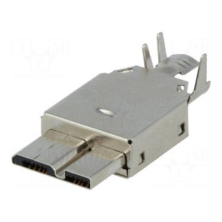 Plug | USB B micro | soldering | PIN: 10 | shielded | USB 3.0