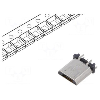 Plug | USB B micro | THT | PIN: 5 | straight | USB 2.0 | 1.8A