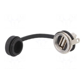 Socket | USB A | 1310 | for panel mounting,rear side nut | soldering
