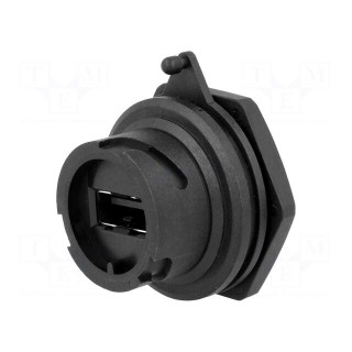 Socket | USB A | for panel mounting | soldering | straight | IP67
