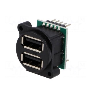 Socket | USB A | for panel mounting,screw | pin header | double