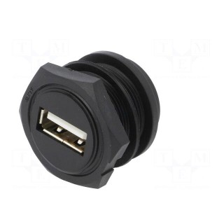Socket | USB A | for panel mounting,screw | THT | straight | USB 2.0
