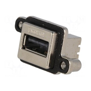 Socket | USB A | MUSB | for panel mounting,screw | THT | angled 90°