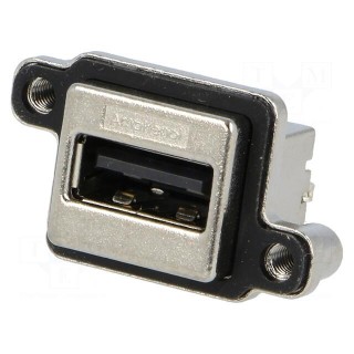 Socket | USB A | MUSB | for panel mounting,screw | THT | straight | IP67