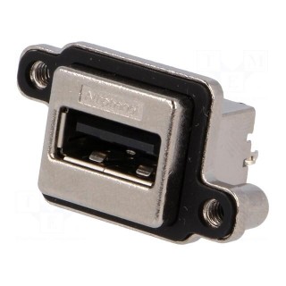 Socket | USB A | MUSB | for panel mounting,screw | THT | straight | IP67